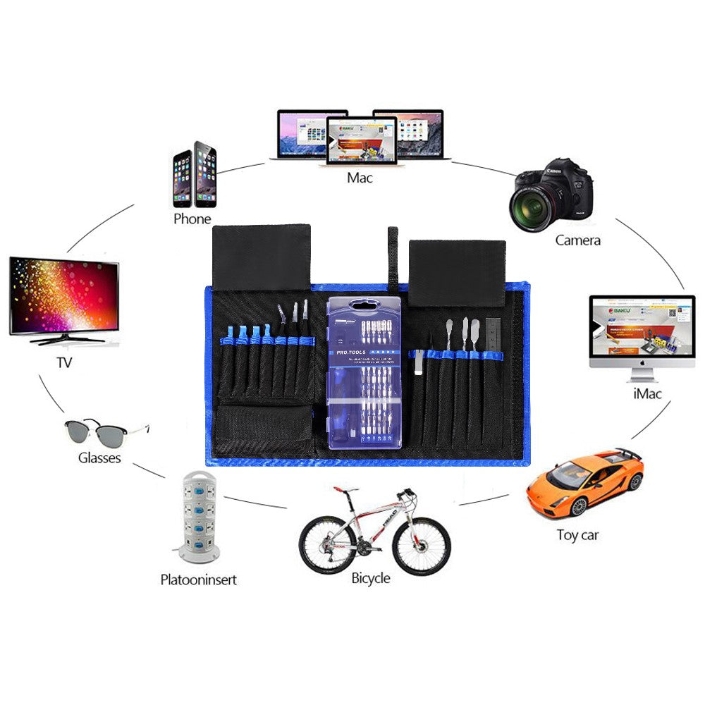 78-in-1 Professional Electronics Repair Tool Kit with Magnetizer Demagnetizer, Pliers, Repair Mat