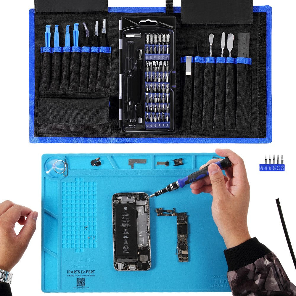 78-in-1 Professional Electronics Repair Tool Kit with Magnetizer Demagnetizer, Pliers, Repair Mat