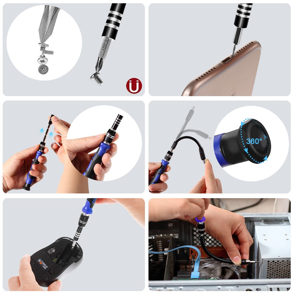 78-in-1 Professional Electronics Repair Tool Kit with Magnetizer Demagnetizer, Pliers, Repair Mat