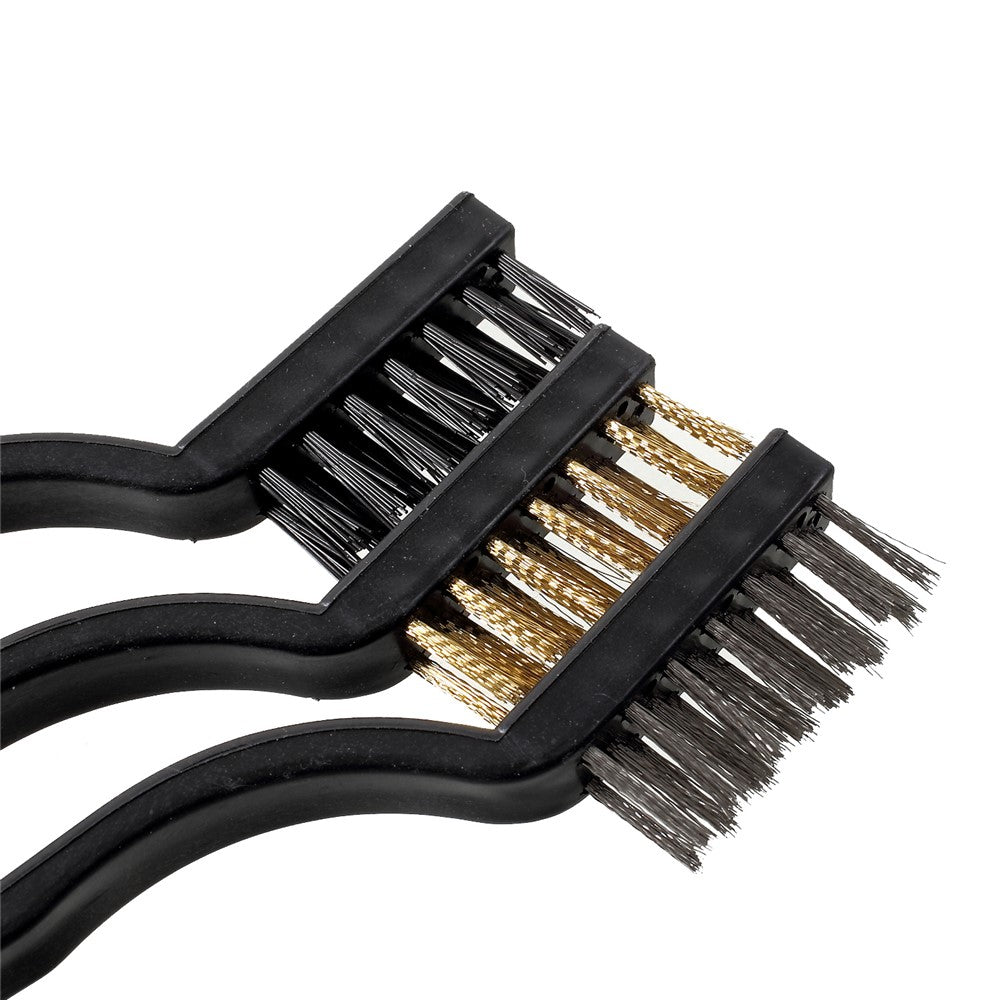 3-Pieces Wire Brush Set for Cleaning Welding Slag Rust and Outdoor Grills