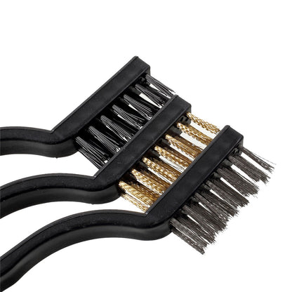 3-Pieces Wire Brush Set for Cleaning Welding Slag Rust and Outdoor Grills