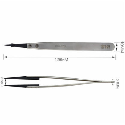 BEST BST-259A Stainless Steel Anti-static Fine Point Tweezers with Replaceable Tip