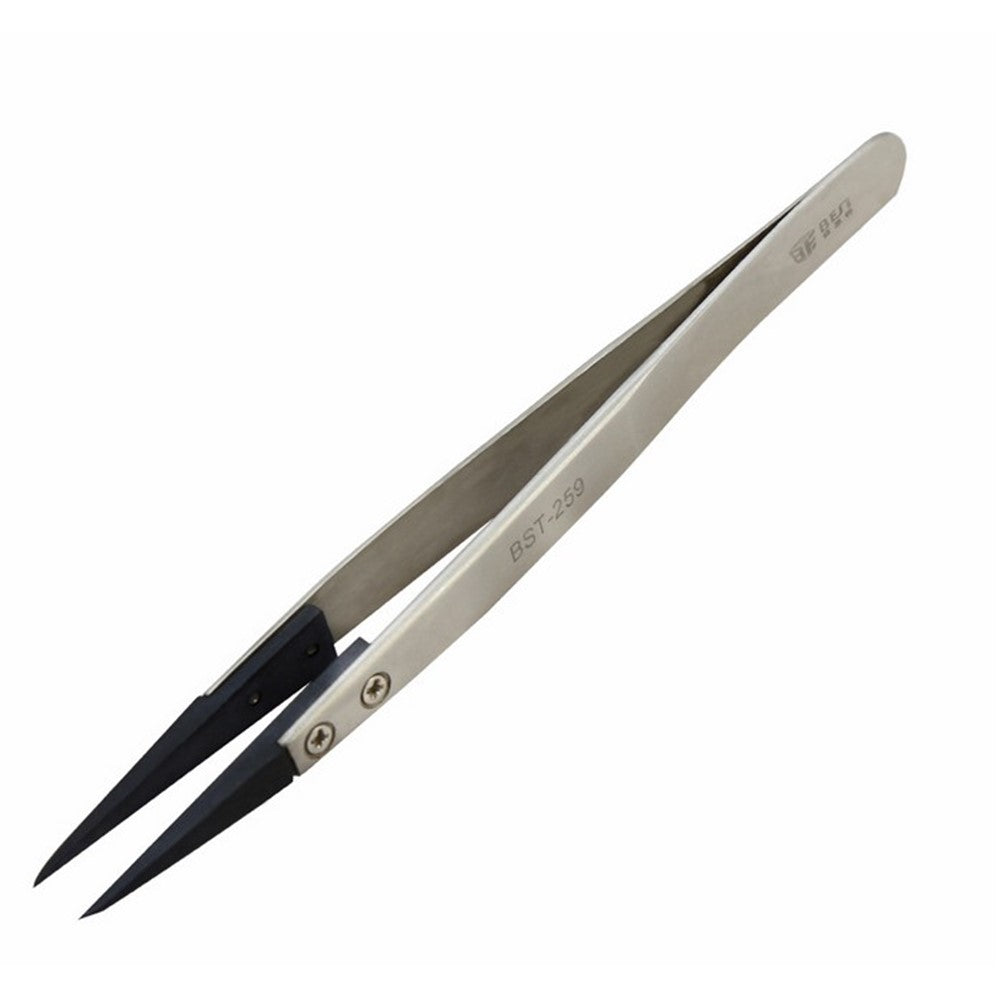 BEST BST-259A Stainless Steel Anti-static Fine Point Tweezers with Replaceable Tip