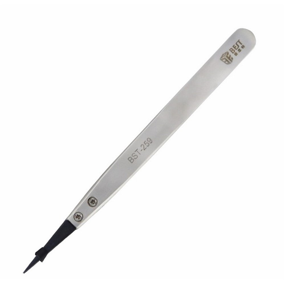 BEST BST-259A Stainless Steel Anti-static Fine Point Tweezers with Replaceable Tip