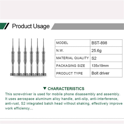 BST-898 Professional Precise Screwdriver Anti-slip Handle