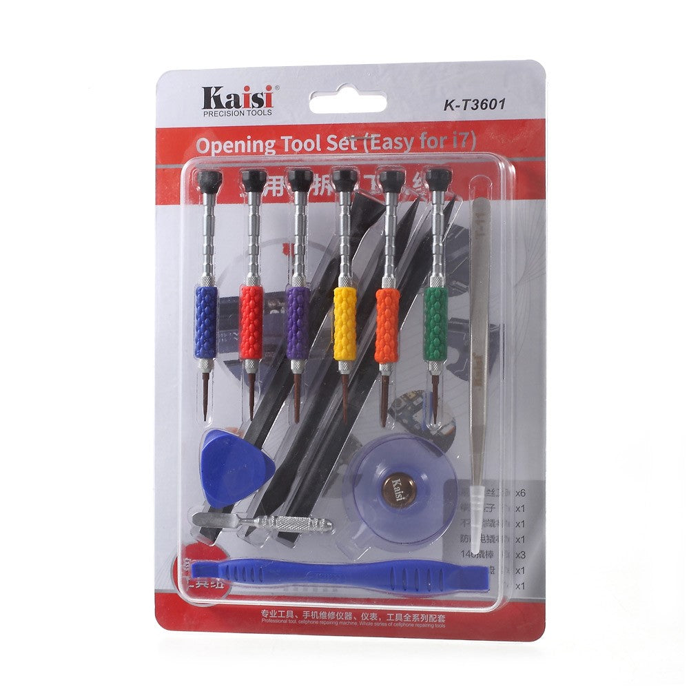 KAISI kt3601 14-in-1 Precision Mobile Phone Repair Screwdriver Tool Set With Spudger Tool for iPhone 7