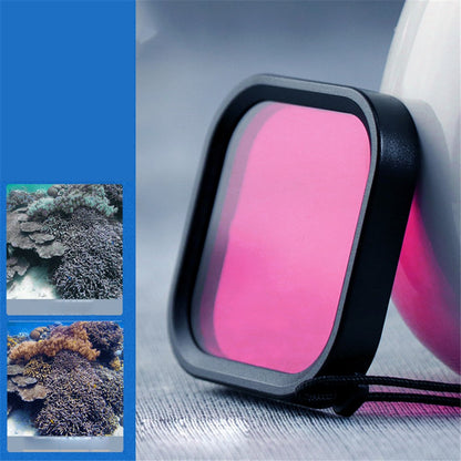 For Gopro 8 Waterproof Case+Red Purple Pink Filter