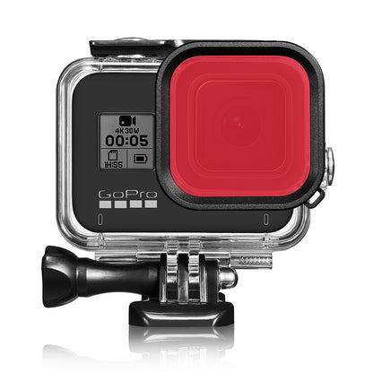 For Gopro 8 Waterproof Case+Red Purple Pink Filter