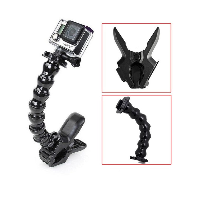 Jaws Clamp + 8-Section Gooseneck Arm Mount Set for GoPro Xiaoyi SJCAM