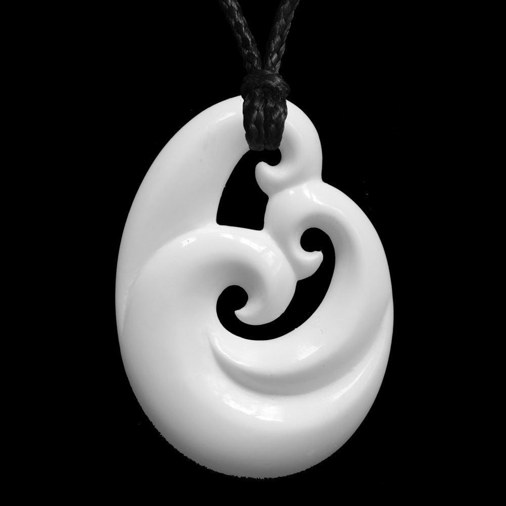 Family whanau Koru, hand crafted bone pendant