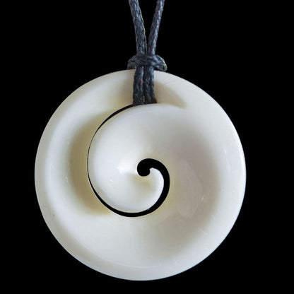 Small Hei Koru Bone Pendant, handcrafted necklace