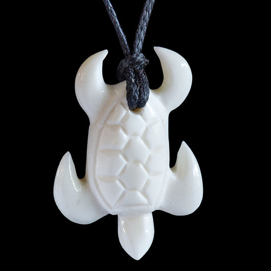 Small Bone Turtle Pendant, handcrafted necklace