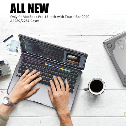 Two-Piece Plastic + TPU Protective Case Shell with Stand Design for MacBook Pro 13 inch (2020) A2251 / A2289 / A2338 (M1 / M2)