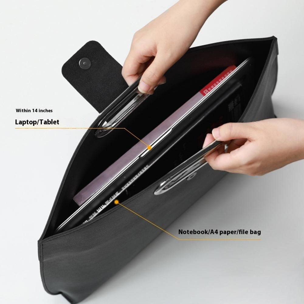 Business Style Waterproof Portable PU Leather Handbag for 13.3 / 14-inch Laptop Sleeve Bag
