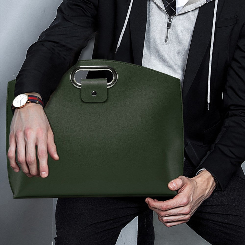 Business Style Waterproof Portable PU Leather Handbag for 13.3 / 14-inch Laptop Sleeve Bag