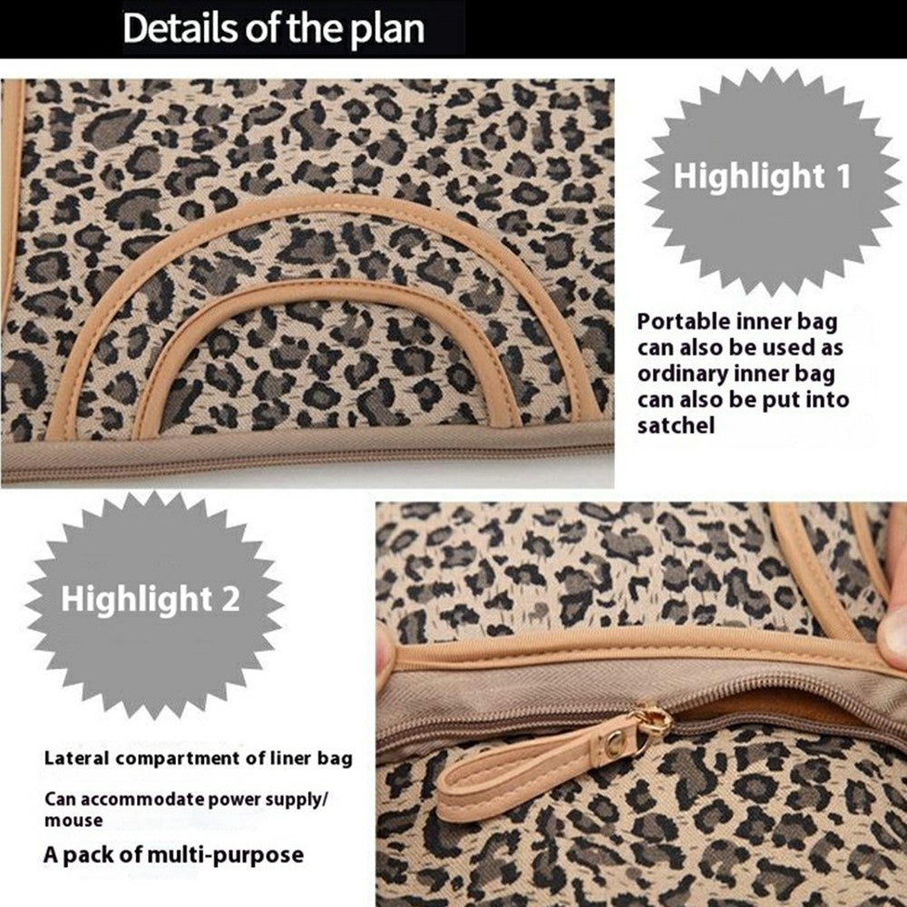 LISEN Carrying Case for 13-Inch Laptops Storage Bag with Stylish Retro Leopard Pattern 34.5 x 24 x 1.5cm