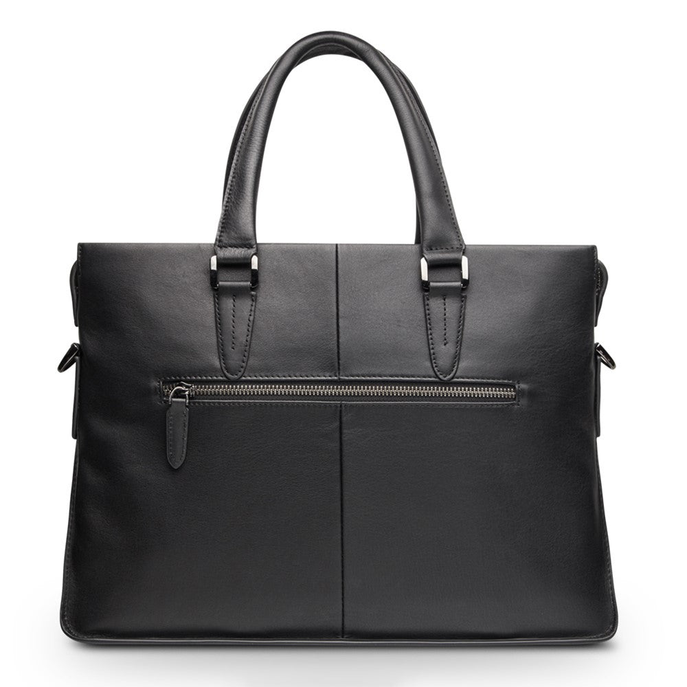 QIALINO For Universal 15 Inch Laptop Storage Bag Genuine Cow Leather Sleeve Case with Detachable Shoulder Strap