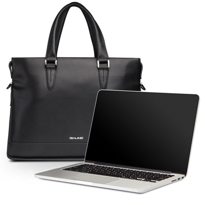QIALINO For Universal 15 Inch Laptop Storage Bag Genuine Cow Leather Sleeve Case with Detachable Shoulder Strap