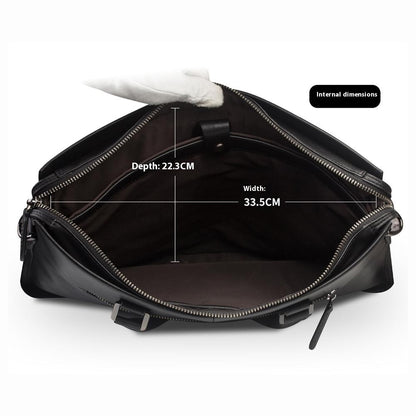 QIALINO For Universal 15 Inch Laptop Storage Bag Genuine Cow Leather Sleeve Case with Detachable Shoulder Strap