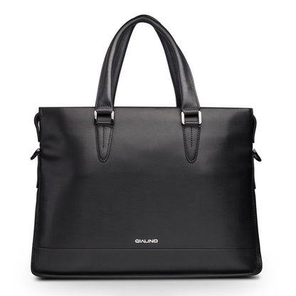 QIALINO For Universal 15 Inch Laptop Storage Bag Genuine Cow Leather Sleeve Case with Detachable Shoulder Strap