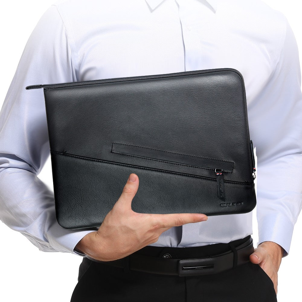 QIALINO Shockproof Case for 13 Inch Laptop Sleeve Bag Ultra Thin Wear Resistant Genuine Cow Leather Pouch