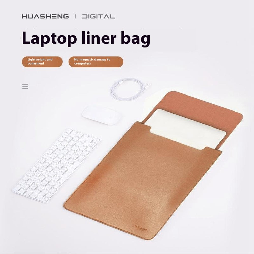 HUASHENG For 12 Inch Laptop Sleeve Ultra Thin PU Leather Portable Non Magnetic Vertical Notebook Bag