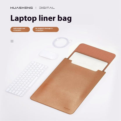 HUASHENG For 12 Inch Laptop Sleeve Ultra Thin PU Leather Portable Non Magnetic Vertical Notebook Bag