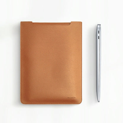 HUASHENG Vertical Laptop Sleeve with Mini Pouch for 13 / 13.3 / 14 Inch Notebook Bag Ultra Thin Portable PU Leather Case