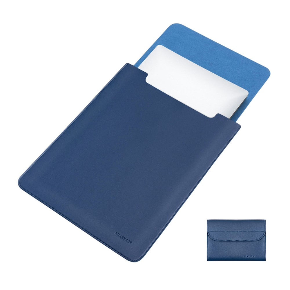 HUASHENG Vertical Laptop Sleeve with Mini Pouch for 13 / 13.3 / 14 Inch Notebook Bag Ultra Thin Portable PU Leather Case