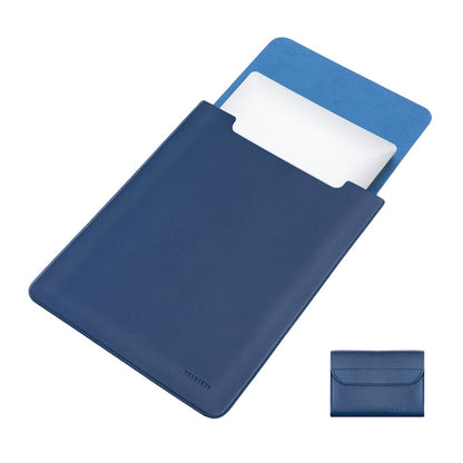 HUASHENG Vertical Laptop Sleeve with Mini Pouch for 13 / 13.3 / 14 Inch Notebook Bag Ultra Thin Portable PU Leather Case