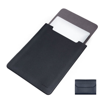 HUASHENG Vertical Laptop Sleeve with Mini Pouch for 13 / 13.3 / 14 Inch Notebook Bag Ultra Thin Portable PU Leather Case