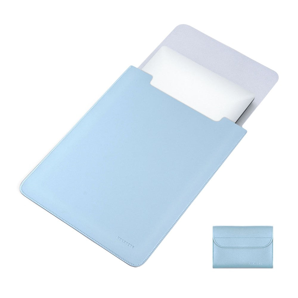 HUASHENG Vertical Laptop Sleeve with Mini Pouch for 13 / 13.3 / 14 Inch Notebook Bag Ultra Thin Portable PU Leather Case