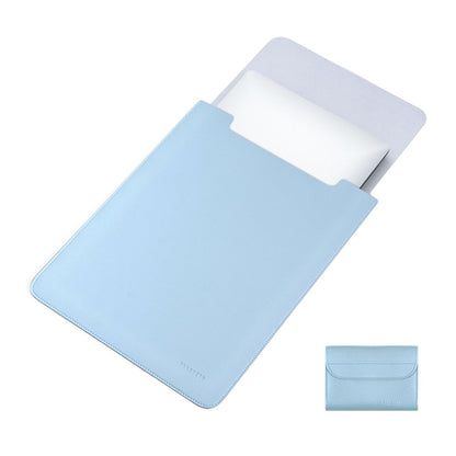 HUASHENG Vertical Laptop Sleeve with Mini Pouch for 13 / 13.3 / 14 Inch Notebook Bag Ultra Thin Portable PU Leather Case