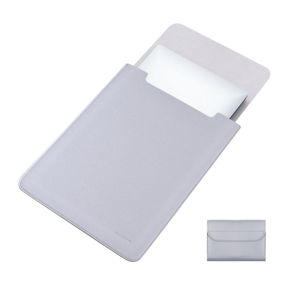 HUASHENG Vertical Laptop Sleeve with Mini Pouch for 13 / 13.3 / 14 Inch Notebook Bag Ultra Thin Portable PU Leather Case