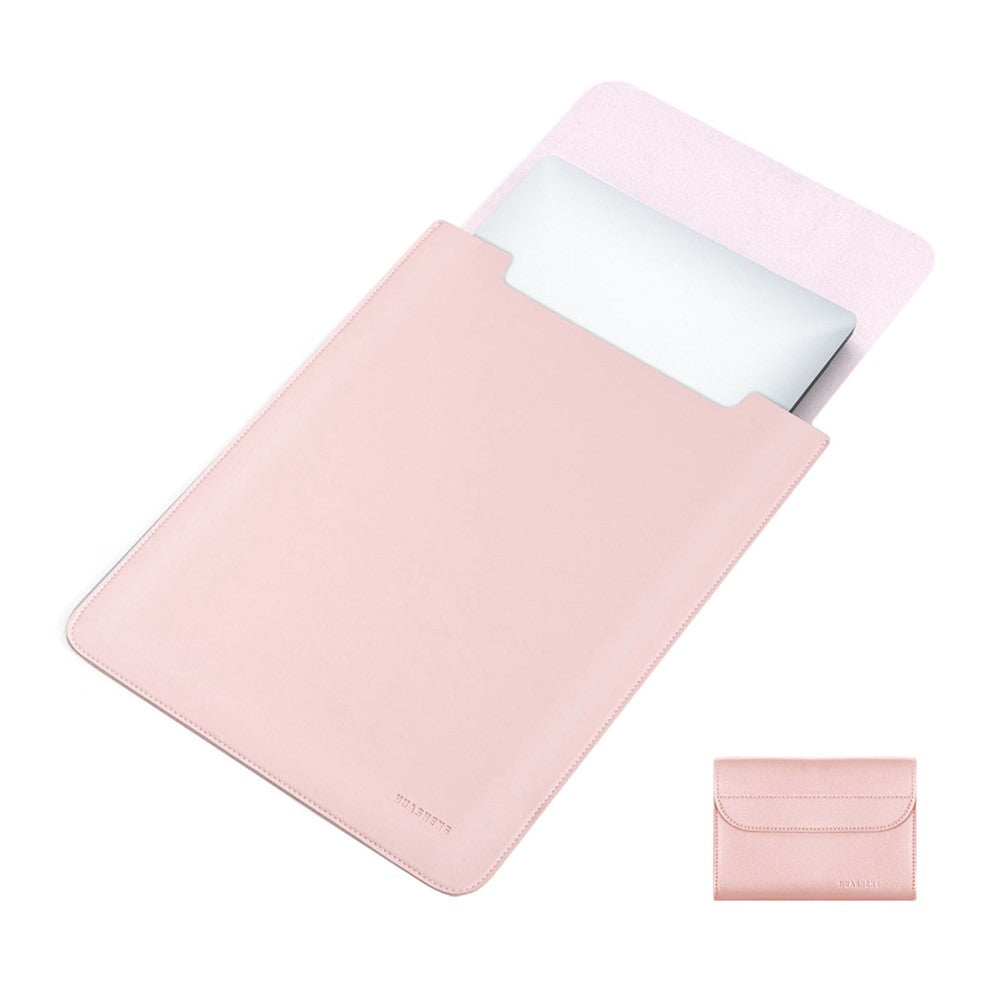 HUASHENG Vertical Laptop Sleeve with Mini Pouch for 13 / 13.3 / 14 Inch Notebook Bag Ultra Thin Portable PU Leather Case