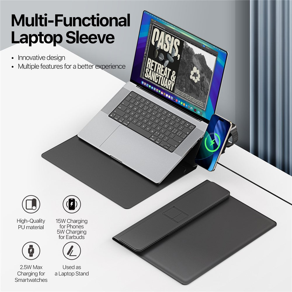 DUX DUCIS AirQ Series for 15 - 16 inch Laptop Sleeve Case with Stand / Wireless Charging