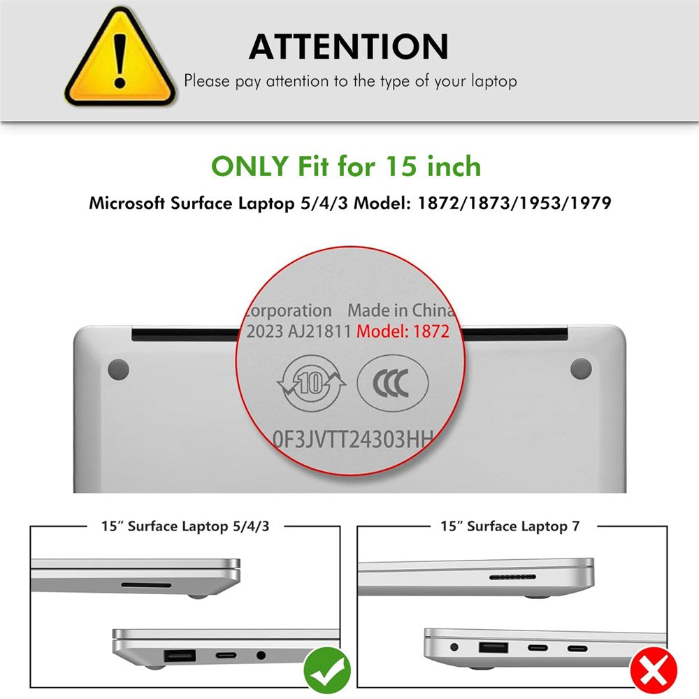 ENKAY HAT PRINCE For Microsoft Surface Laptop 5  /  4  /  3 (1872 / 1873 / 1953 / 1979) Crystal Laptop Case Hard PC Anti Scratch Shockproof Cover