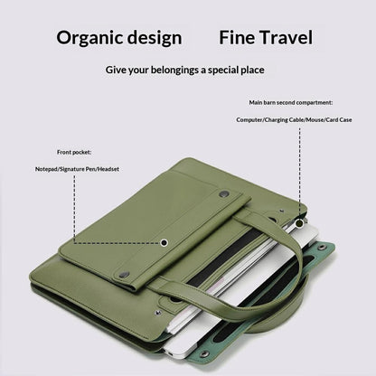 For 13.3  /  14 Inch Laptop Tote Bag Accordion Design Single Layer Pocket Large Capacity Notebook Handbag