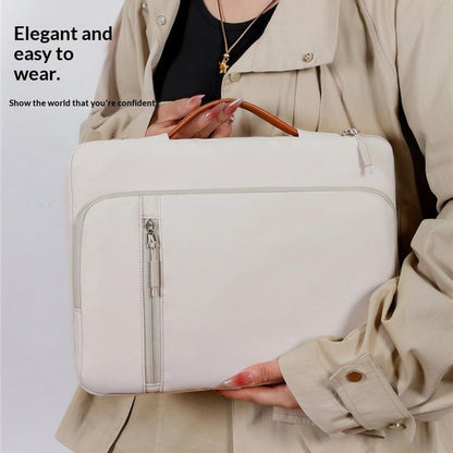 C108 Laptop Handheld Bag for 14-14.6 Inch Notebook Retractable Handle Waterproof Business Protective Sleeve Bag Multi-Pocket Shockproof Carrying Case