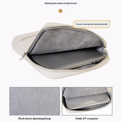 C108 Laptop Handheld Bag for 14-14.6 Inch Notebook Retractable Handle Waterproof Business Protective Sleeve Bag Multi-Pocket Shockproof Carrying Case