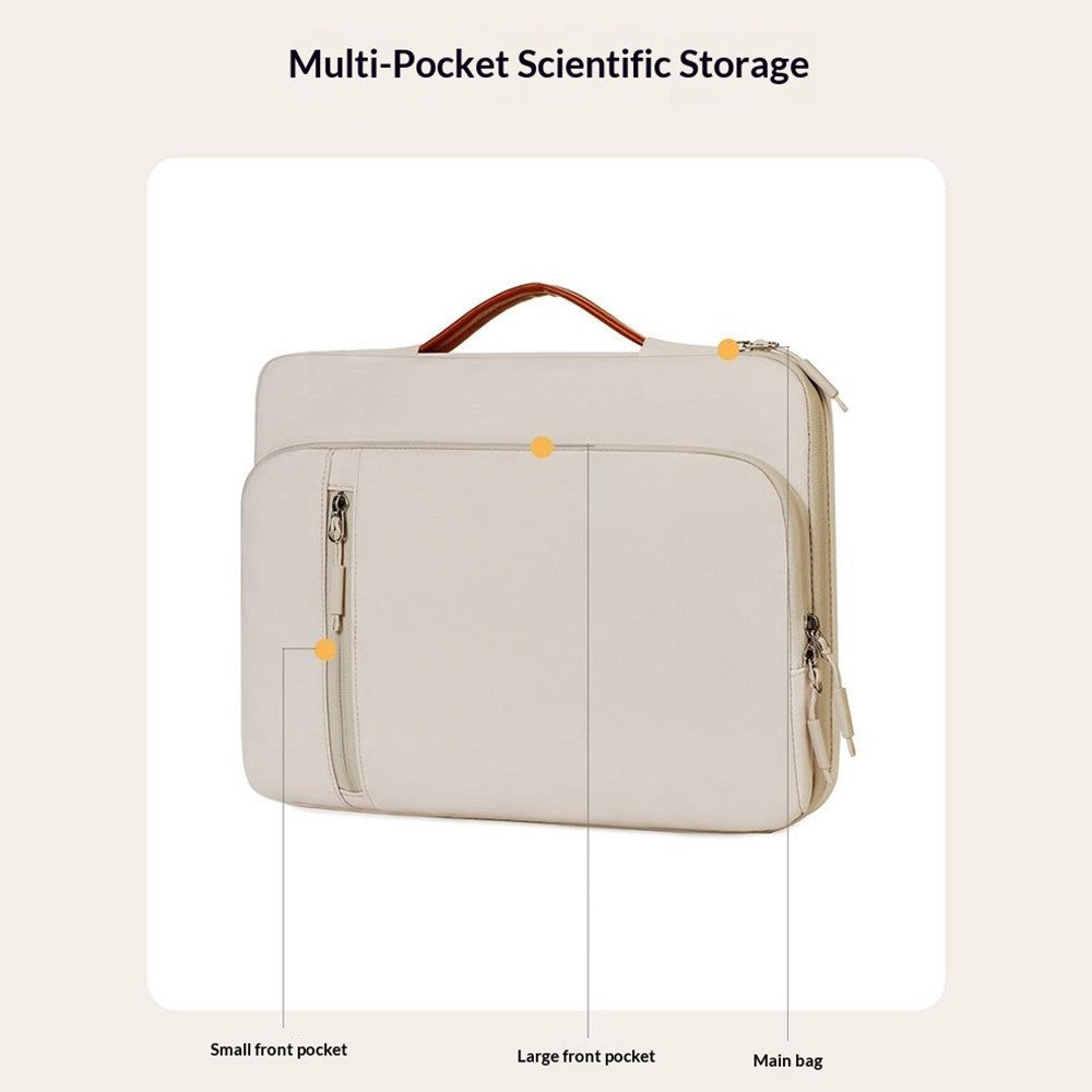 C108 Laptop Handheld Bag for 15-16.1 Inch Notebook Retractable Handle Waterproof Business Protective Sleeve Bag Multi-Pocket Shockproof Carrying Case