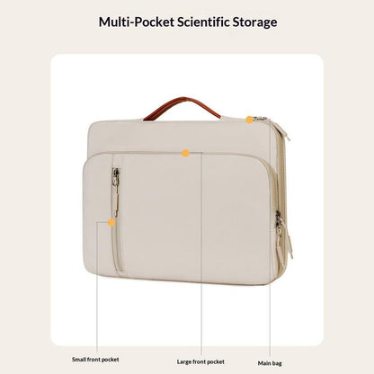C108 Laptop Handheld Bag for 15-16.1 Inch Notebook Retractable Handle Waterproof Business Protective Sleeve Bag Multi-Pocket Shockproof Carrying Case