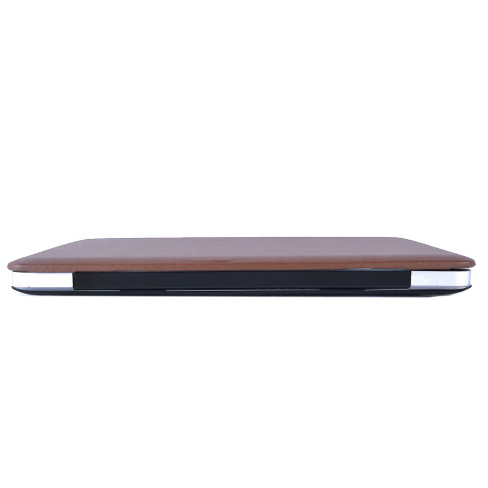 Anti-scratch PU Leather Coated PC Protective Case with Hollow-out Bottom for MacBook Air 13.3-inch (A1932/A2179/A2337)