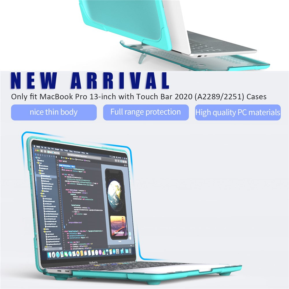 Hard PC Laptop Case Sleeve Notebook Computer Cover with Supporting Stand for MacBook Pro 13'' A2251 / A2289 / A2338