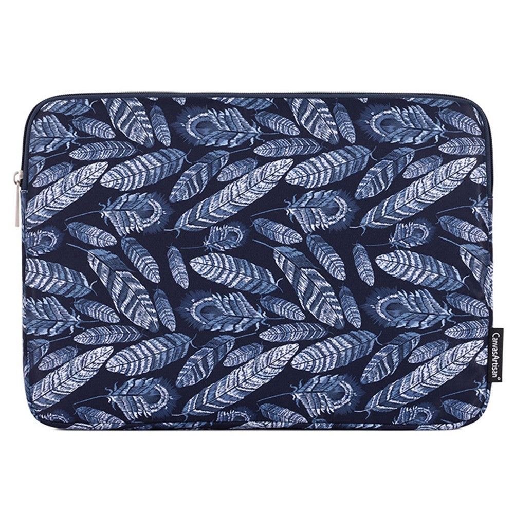 CANVASARTISAN H4-03 Notebook Liner Bag Leaves Pattern Protective Cover Zipper Case for 15-inch Laptop