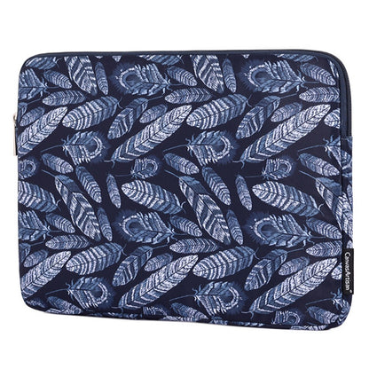 CANVASARTISAN H4-03 Notebook Liner Bag Leaves Pattern Portable Zipper Case Cover for 13-inch Laptop