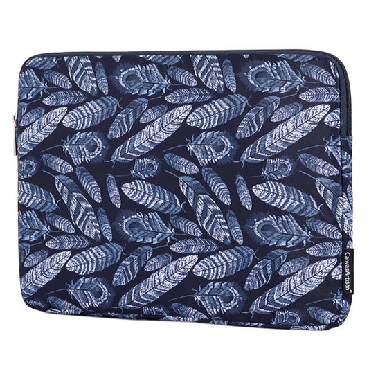 CANVASARTISAN H4-03 Notebook Liner Bag Leaves Pattern Portable Zipper Case Cover for 13-inch Laptop