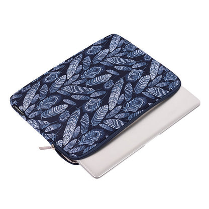 CANVASARTISAN H4-03 Notebook Liner Bag Leaves Pattern Portable Zipper Case Cover for 13-inch Laptop