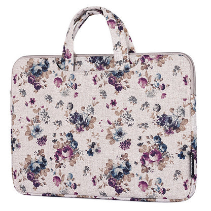 CANVASARTISAN H2-B02 Flower Pattern Zipper Laptop Sleeve Carrying Bag Handbag for 13-inch Notebook