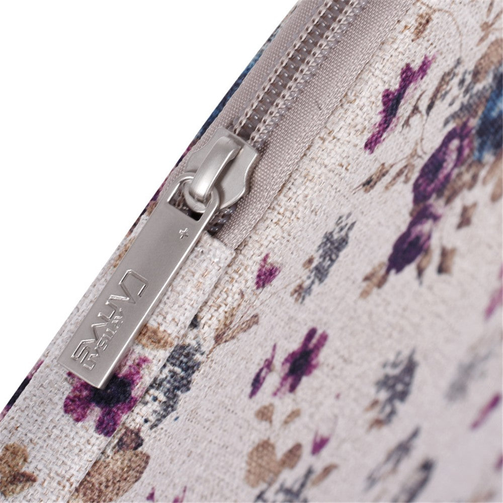 CANVASARTISAN H2-B02 Flower Pattern Zipper Laptop Sleeve Carrying Bag Handbag for 13-inch Notebook